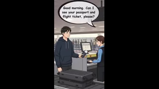 👮Going through check in at Austria Airport | Learn English Conversation#speakconfidentenglish